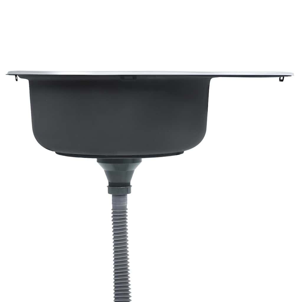 vidaXL Einbauspüle mit Sieb und Siphon Oval Edelstahl
