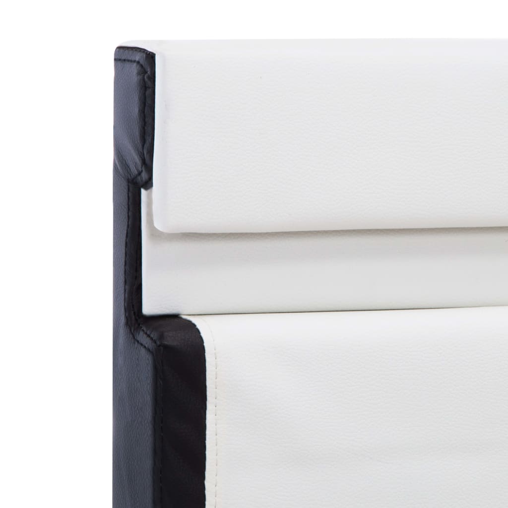 vidaXL Bettgestell mit LED Weiß und Schwarz Kunstleder 90×200 cm