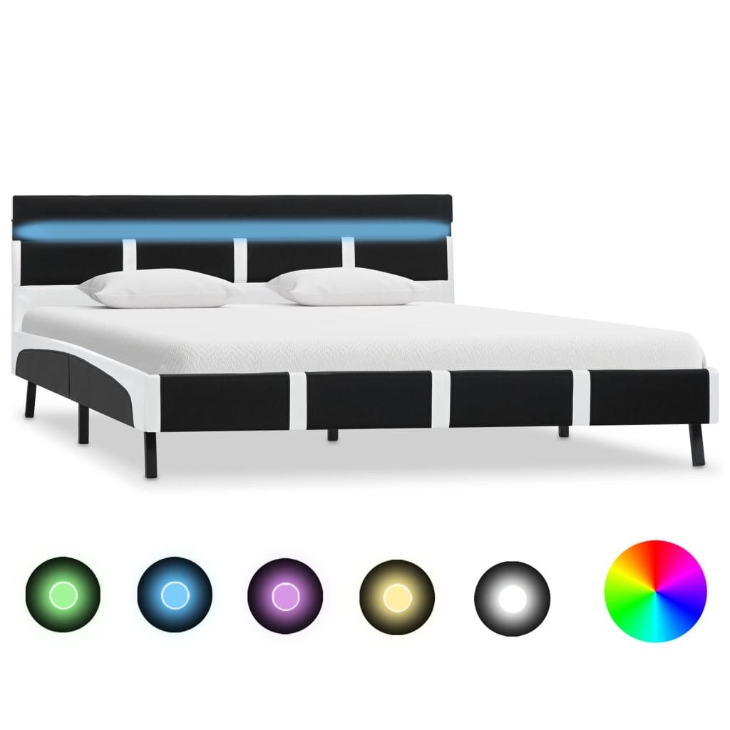 vidaXL Bett mit LED-Beleuchtung ohne Matratze Schwarz 120x200 cm
