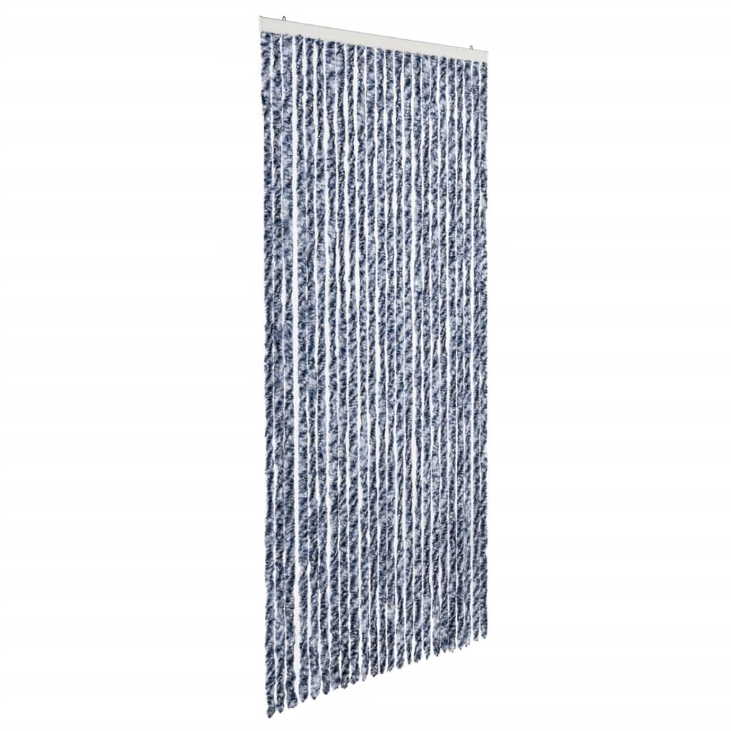 vidaXL Insektenschutz-Vorhang Blau Weiß Silbern 100x220cm Chenille