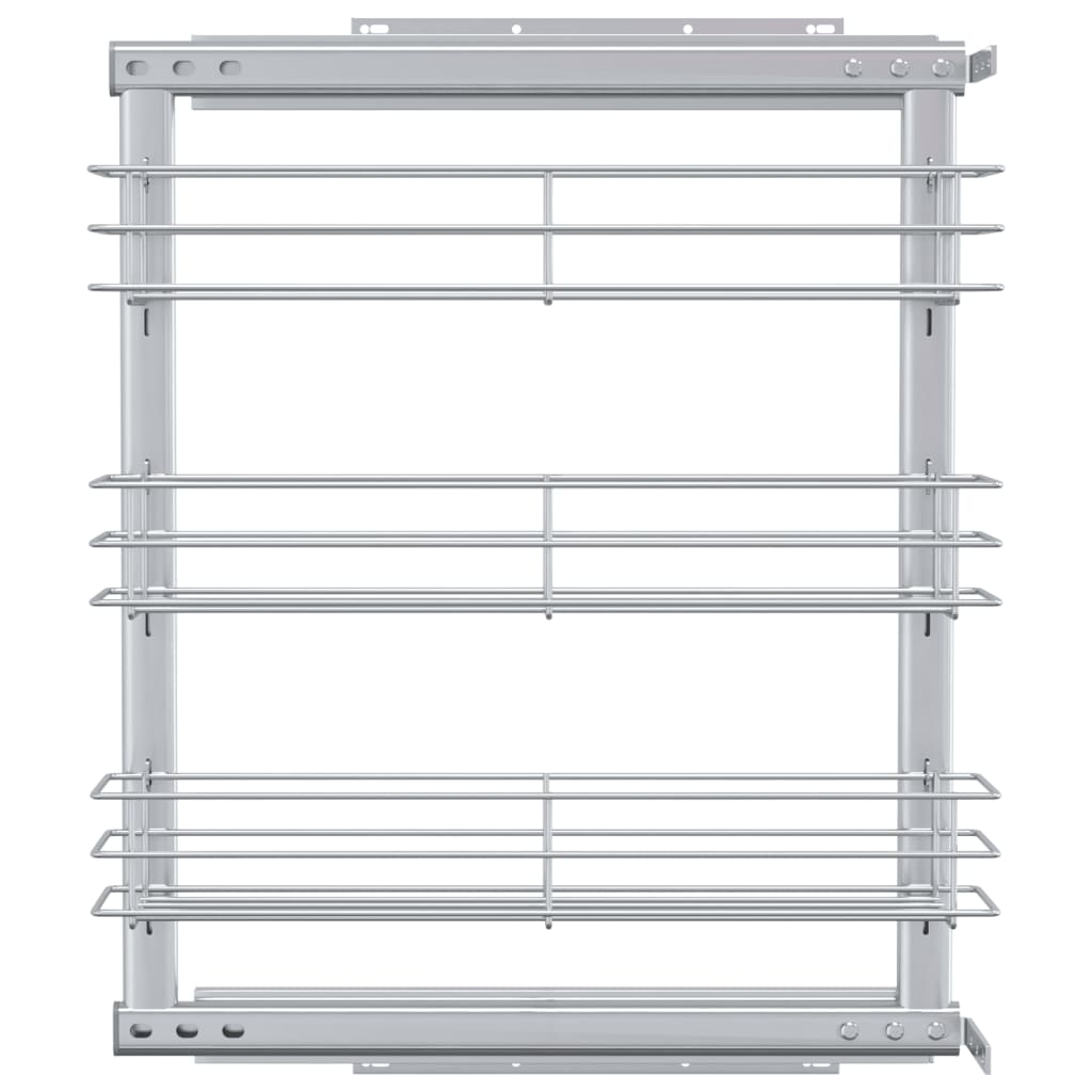 vidaXL 3-stufiger Küchen-Drahtkorb Ausziehbar Silbern 47x15,5x55,5 cm