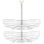 vidaXL 2-stufiger Küchen-Drahtkorb Silbern 180 Grad 75x38x80 cm