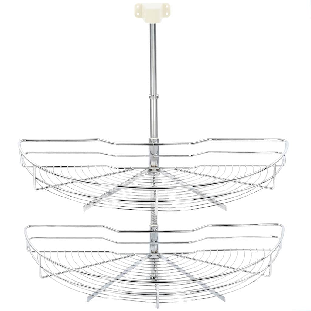 vidaXL 2-stufiger Küchen-Drahtkorb Silbern 180 Grad 75x38x80 cm
