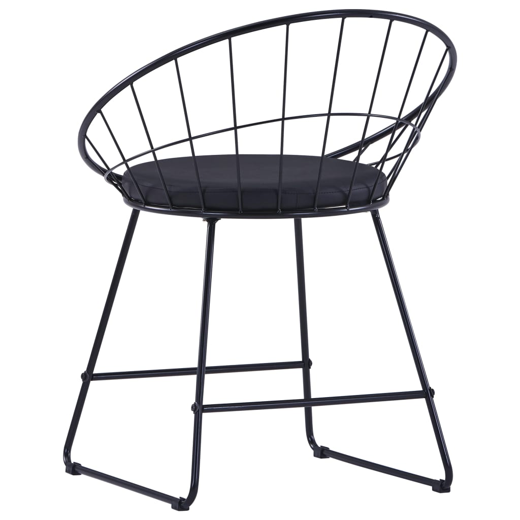 vidaXL Esszimmerstühle mit Kunstledersitzen 6 Stk. Schwarz Stahl