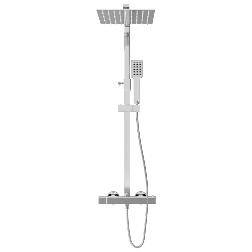 vidaXL Doppelkopf-Duschset mit Thermostat Edelstahl