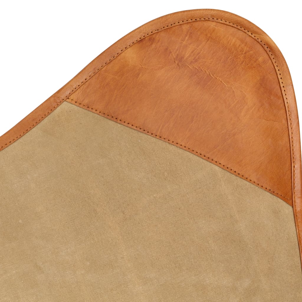 vidaXL Butterfly-Sessel Braun Echtleder und Canvas