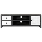 vidaXL TV-Schrank Handgeschnitzt Grau Weiß Massivholz Mango