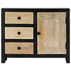 vidaXL Beistellschrank Handgeschnitzt Grau 75x35x60cm Massivholz Mango