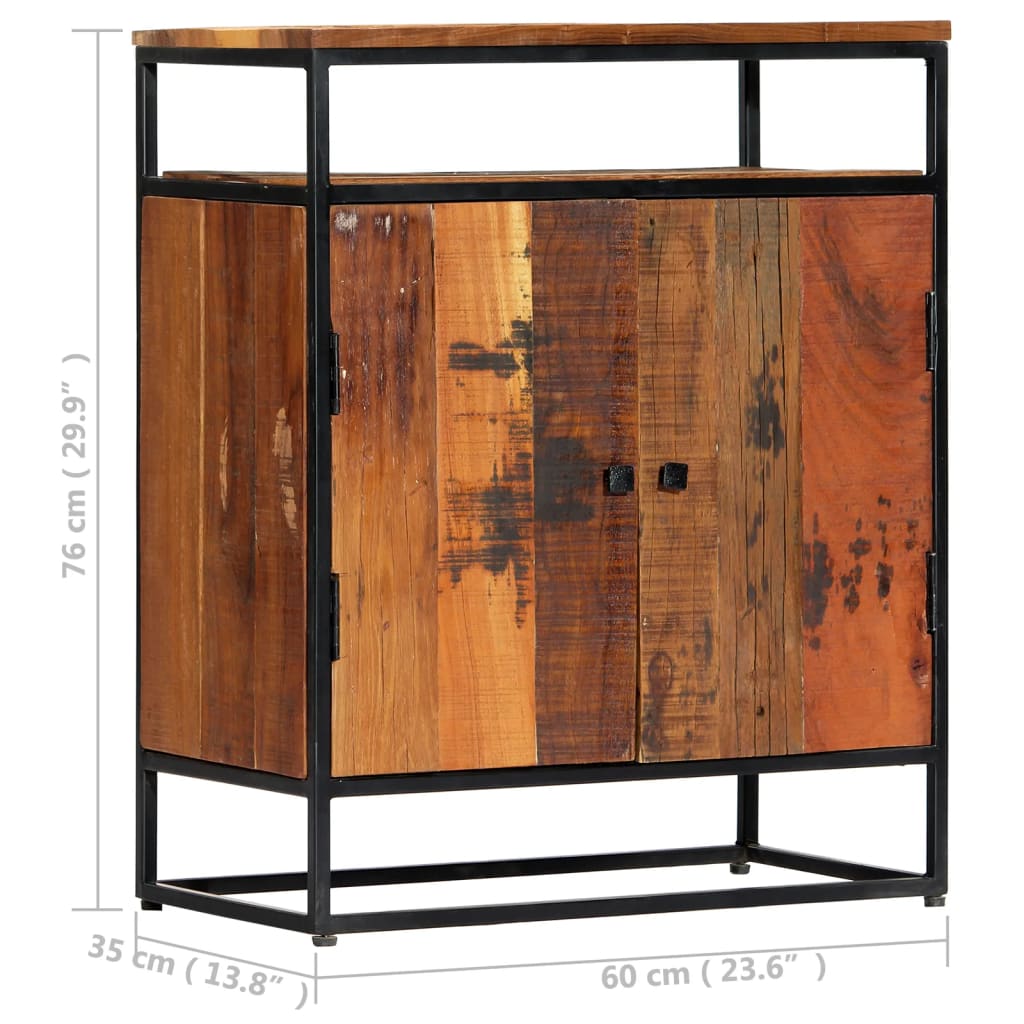 vidaXL Beistellschrank 60x35x76 cm Massives Altholz und Stahl