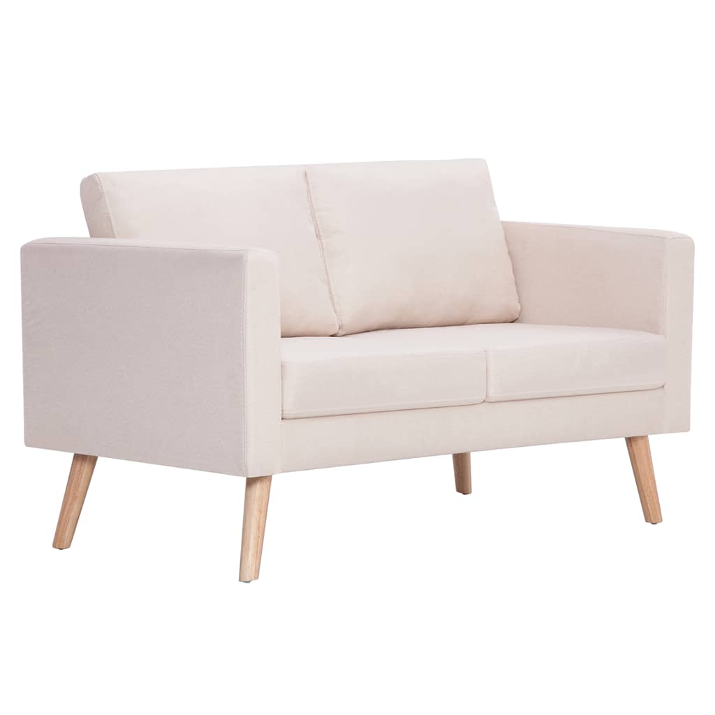 vidaXL 2-tlg. Sofagarnitur Stoff Cremeweiß