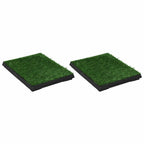 vidaXL Haustiertoiletten 2 Stk. mit Tablett Kunstrasen Grün 63x50x7 cm