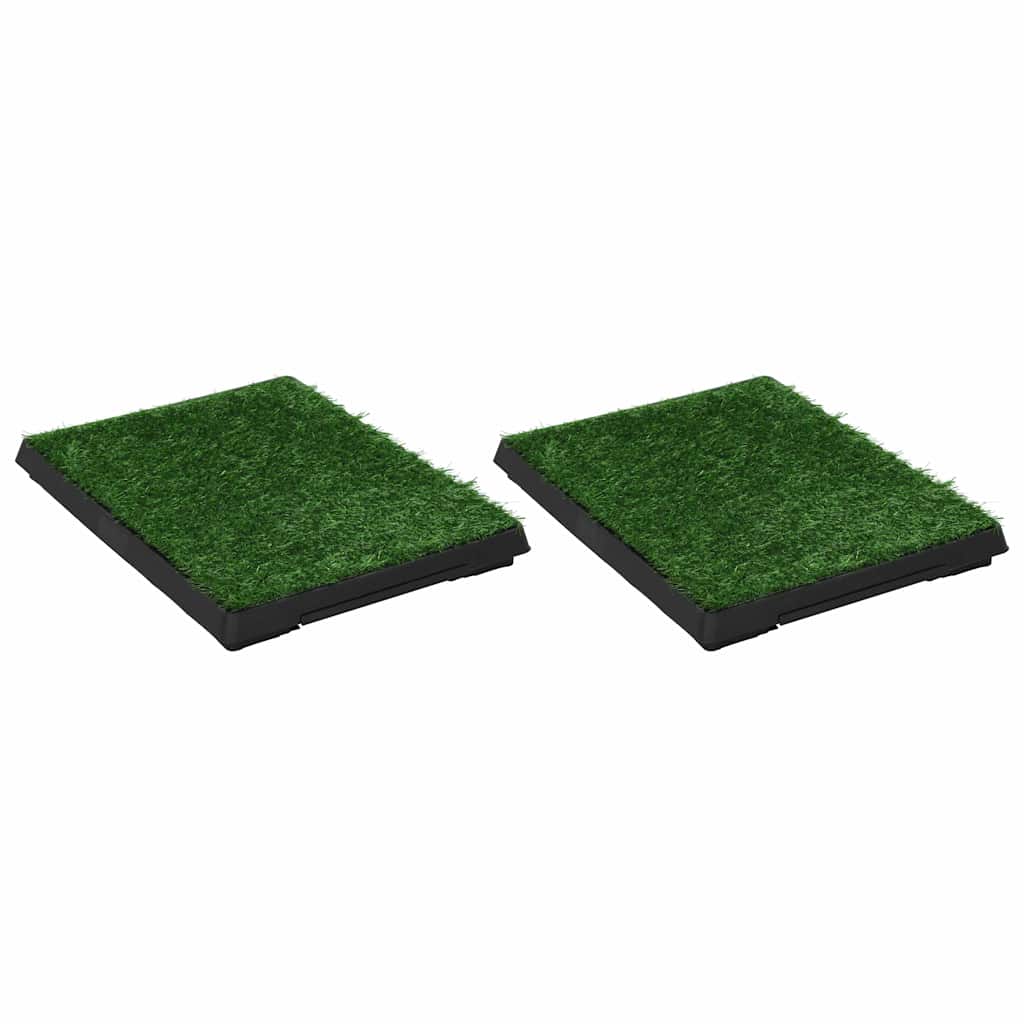 vidaXL Haustiertoiletten 2 Stk. mit Tablett Kunstrasen Grün 63x50x7 cm