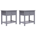 vidaXL Nachttische 2 Stk. Grau 40x29x42 cm Paulownia Holz