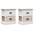 vidaXL Nachttische 2 Stk. Weiß und Natur 38×28×45 cm Paulownia-Holz