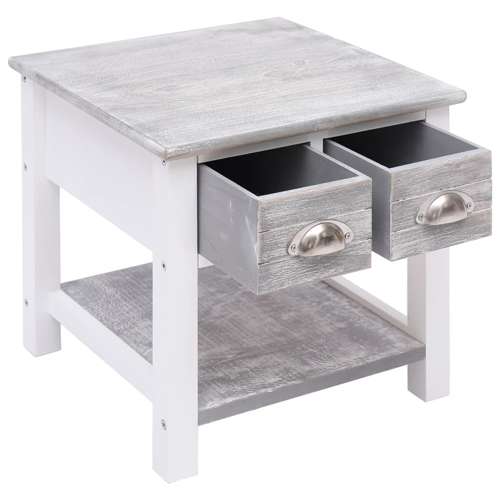 vidaXL Beistelltisch Grau 40x40x40 cm Paulownia Holz