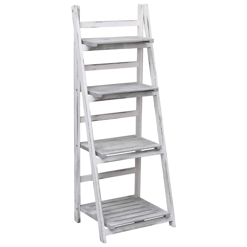 vidaXL 4-stufiger Blumenständer Grau 43×33×113 cm Holz