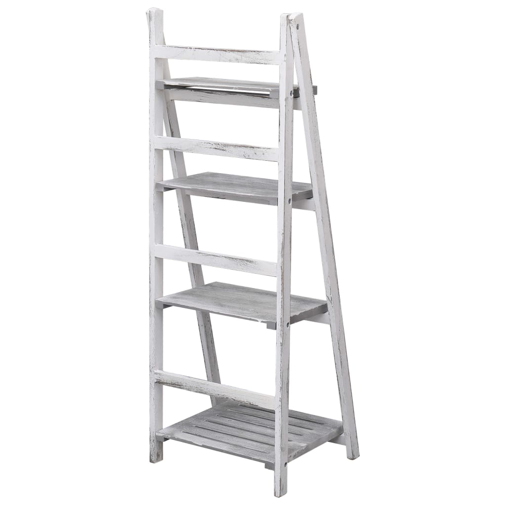 vidaXL 4-stufiger Blumenständer Grau 43×33×113 cm Holz