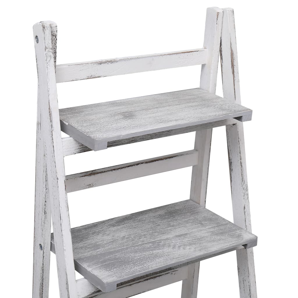vidaXL 4-stufiger Blumenständer Grau 43×33×113 cm Holz