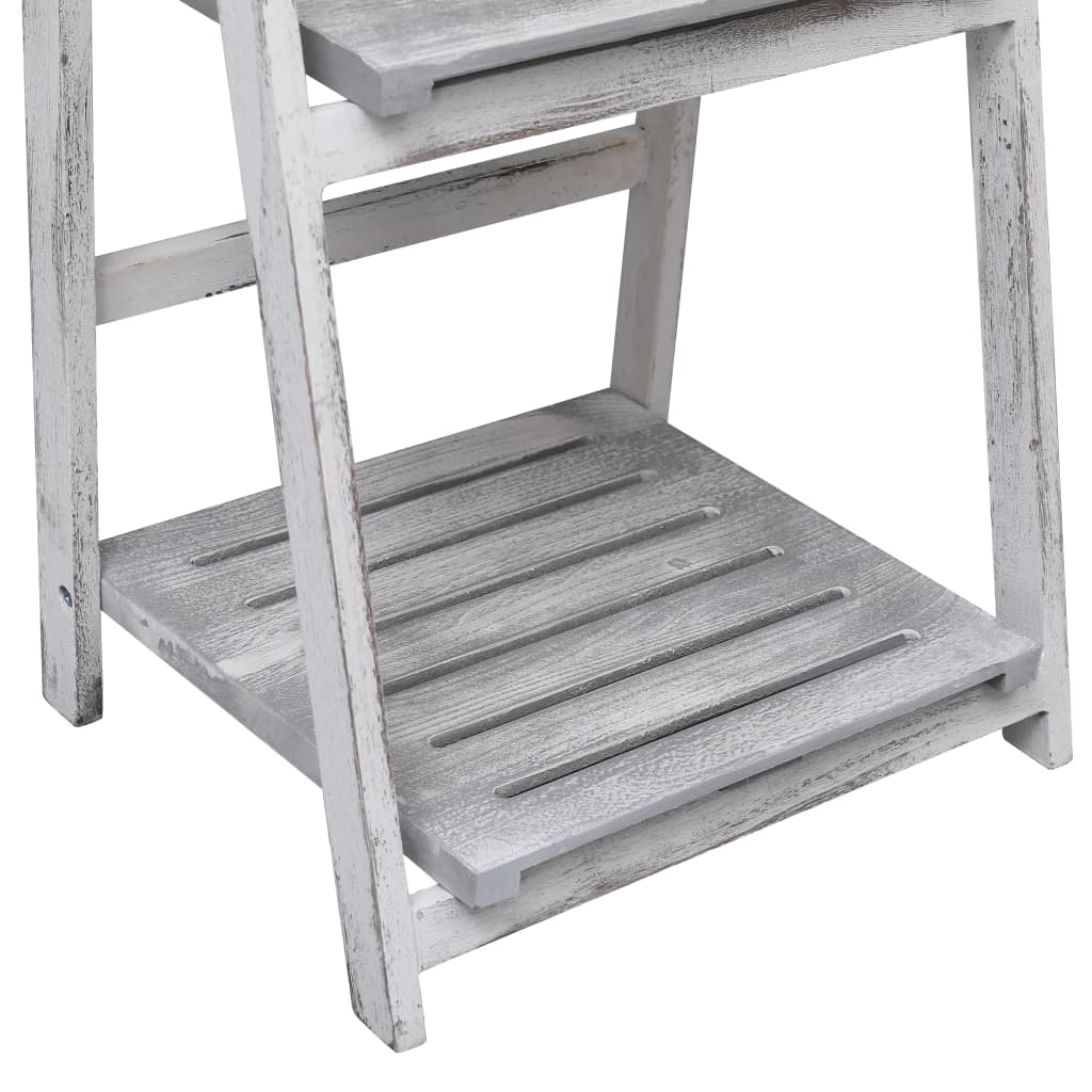 vidaXL 4-stufiger Blumenständer Grau 43×33×113 cm Holz
