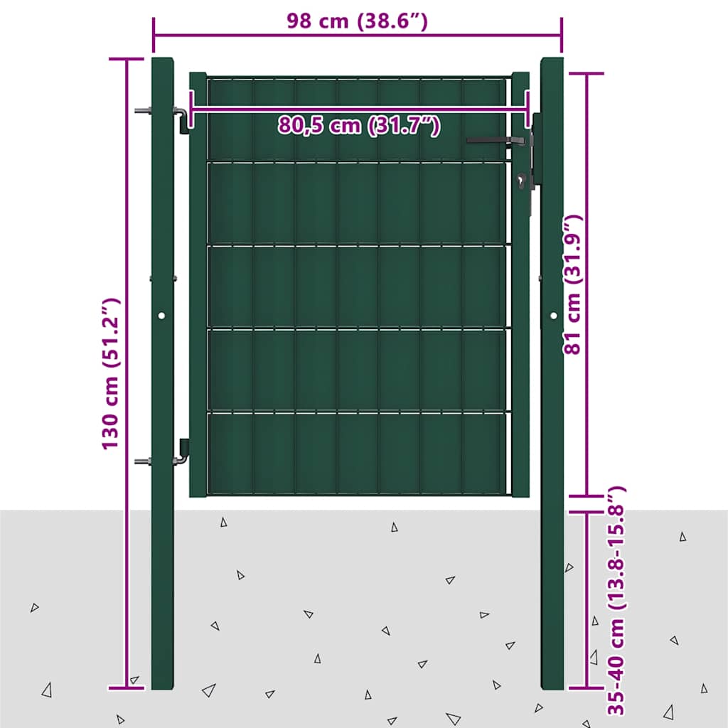 vidaXL Zauntor aus PVC und Stahl 100 x 81 cm Grün
