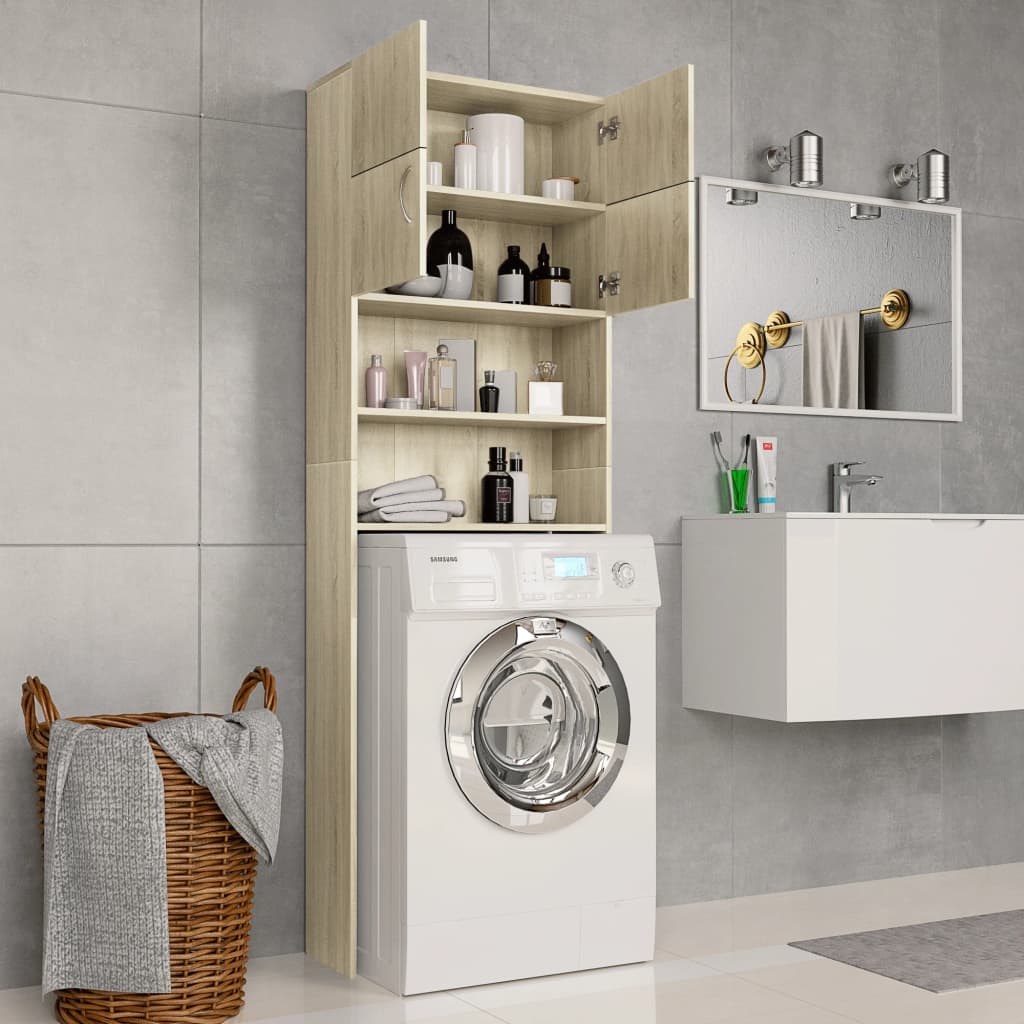 vidaXL Waschmaschinenschrank Sonoma-Eiche 64x25,5x190 cm Holzwerkstoff
