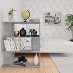 vidaXL Bücherregal/Raumteiler Betongrau 80x24x96 cm Holzwerkstoff