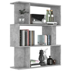 vidaXL Bücherregal/Raumteiler Betongrau 80x24x96 cm Holzwerkstoff