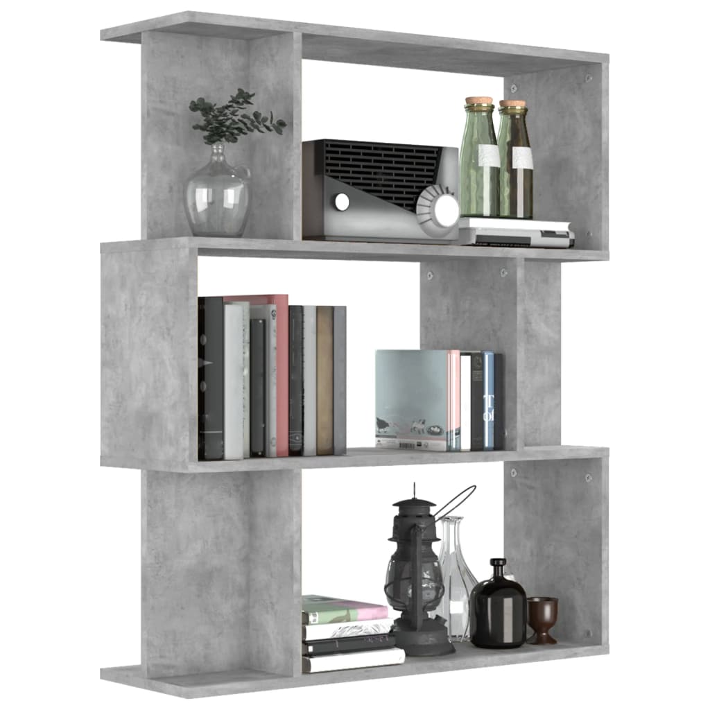 vidaXL Bücherregal/Raumteiler Betongrau 80x24x96 cm Holzwerkstoff