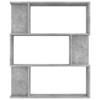 vidaXL Bücherregal/Raumteiler Betongrau 80x24x96 cm Holzwerkstoff