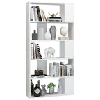 vidaXL Bücherregal/Raumteiler Hochglanz-Weiß 80x24x159 cm