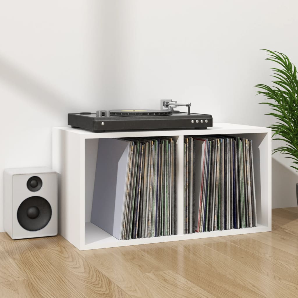 vidaXL Schallplatten-Aufbewahrungsbox Weiß 71x34x36 cm Holzwerkstoff