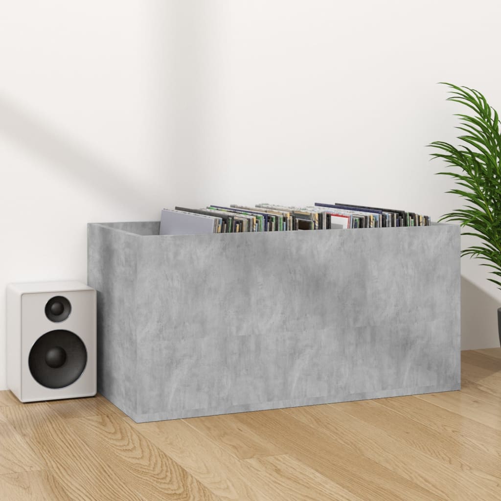 vidaXL Schallplatten-Aufbewahrungsbox Betongrau 71x34x36 cm