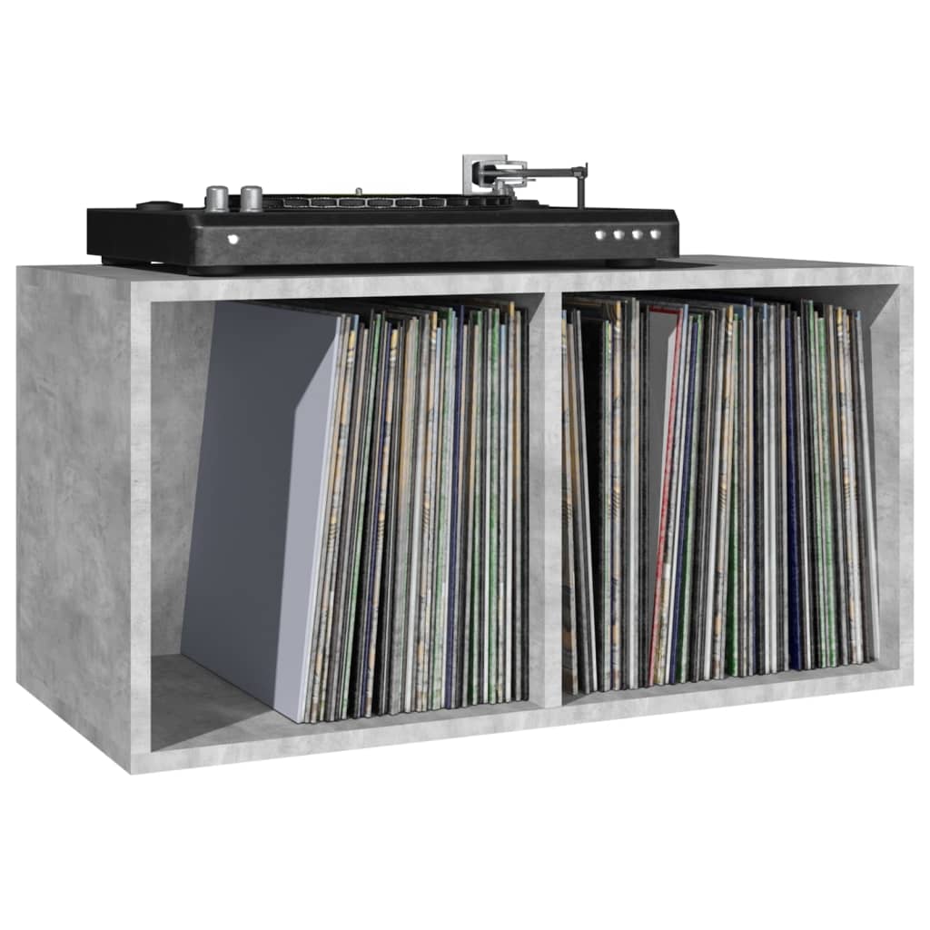 vidaXL Schallplatten-Aufbewahrungsbox Betongrau 71x34x36 cm