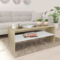 vidaXL Couchtisch Weiß und Sonoma-Eiche 100x40x40 cm Holzwerkstoff