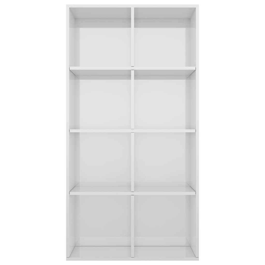 vidaXL Bücherregal/Sideboard Hochglanz-Weiß 66×30×130 cm Holzwerkstoff