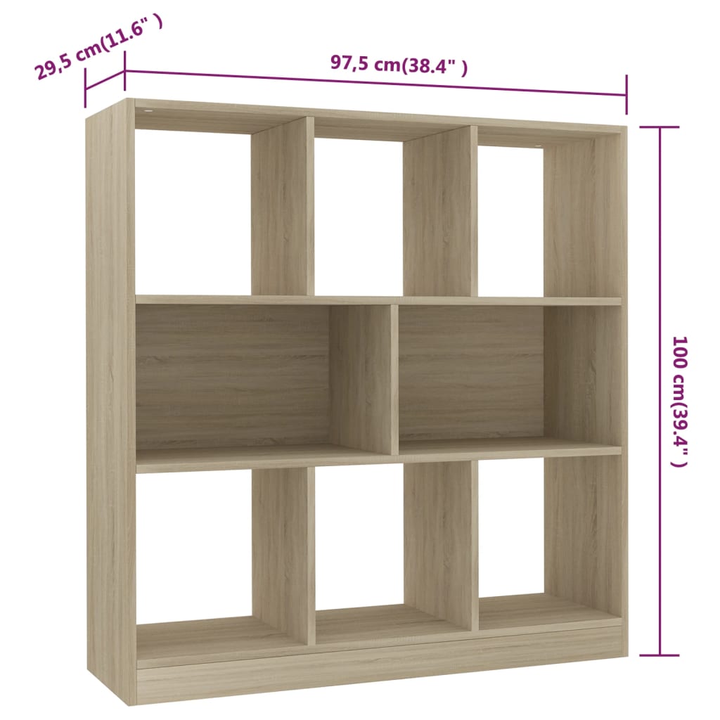 vidaXL Bücherregal Sonoma-Eiche 97,5x29,5x100 cm Holzwerkstoff