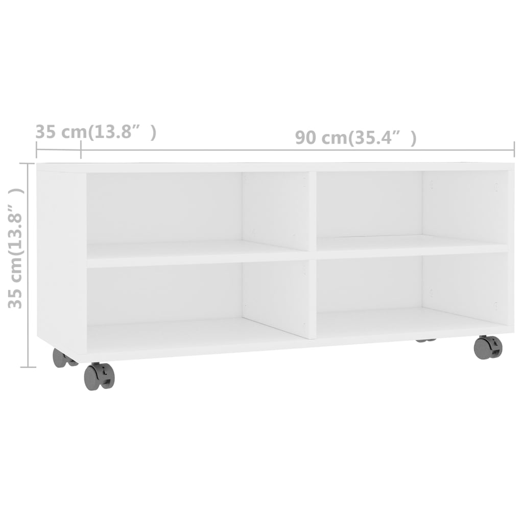 vidaXL TV-Schrank mit Rollen Weiß 90x35x35 cm Holzwerkstoff