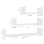 vidaXL Wandregal 3 Stk. Weiß Holzwerkstoff