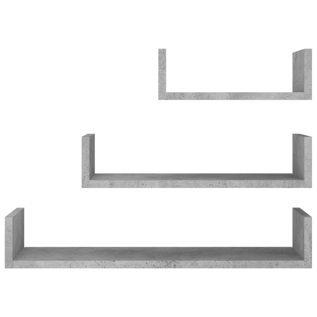 vidaXL Wandregal 3 Stk. Betongrau Holzwerkstoff