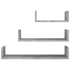 vidaXL Wandregal 3 Stk. Betongrau Holzwerkstoff