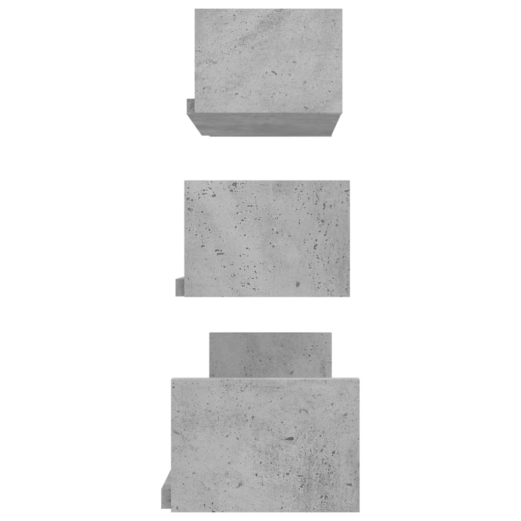 vidaXL Wandregal 3 Stk. Betongrau Holzwerkstoff