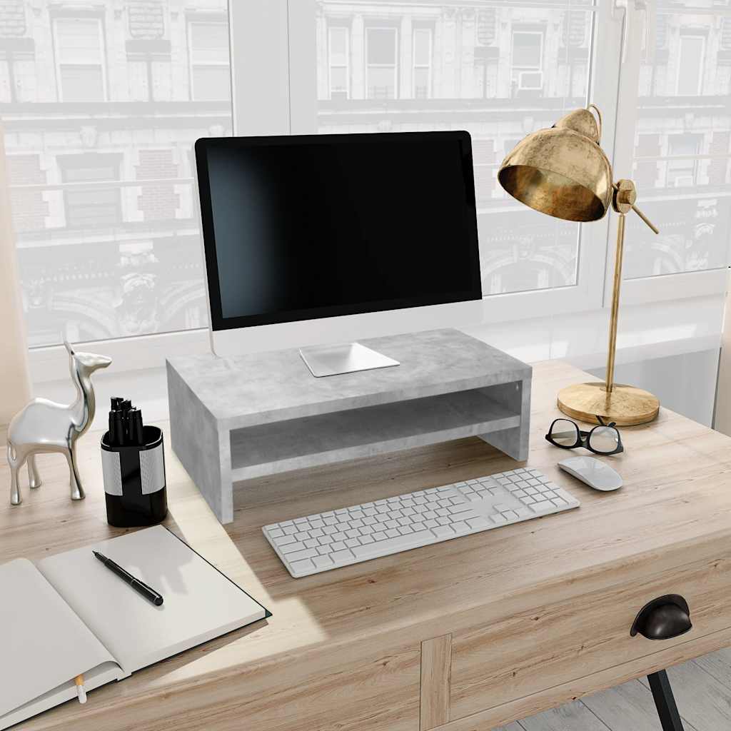 vidaXL Monitorständer Betongrau 42x24x13 cm Holzwerkstoff
