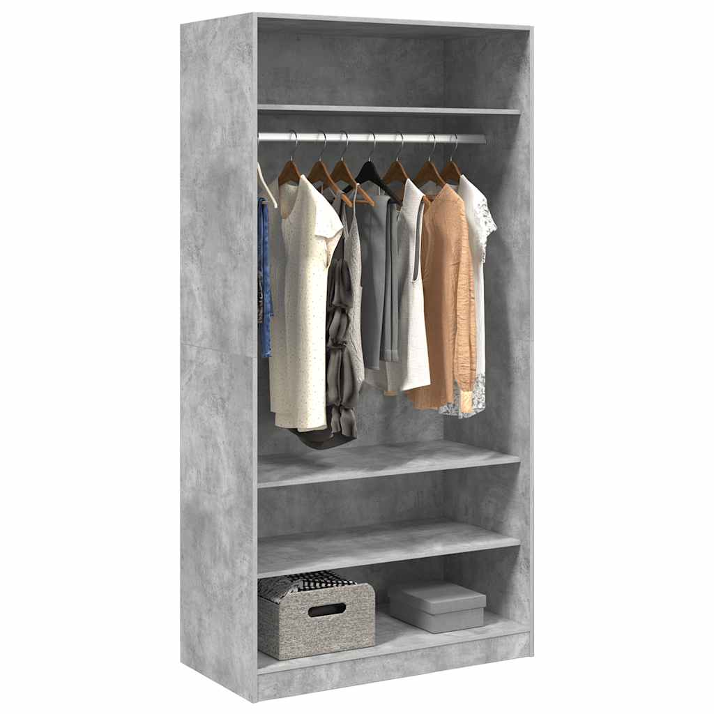 vidaXL Kleiderschrank Betongrau 100x50x200 cm Holzwerkstoff