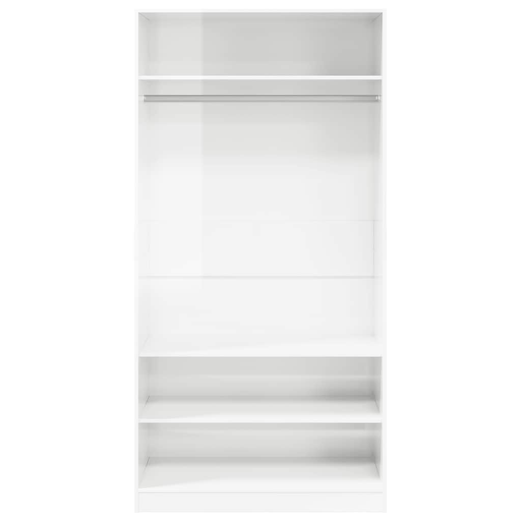vidaXL Kleiderschrank Hochglanz-Weiß 100x50x200 cm Holzwerkstoff