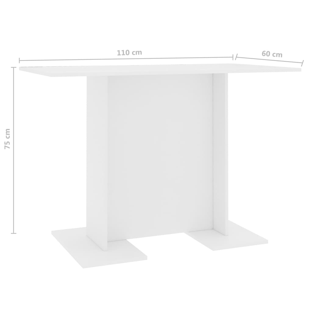 vidaXL Esstisch Weiß 110x60x75 cm Holzwerkstoff