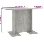 vidaXL Esstisch Betongrau 110x60x75 cm Holzwerkstoff