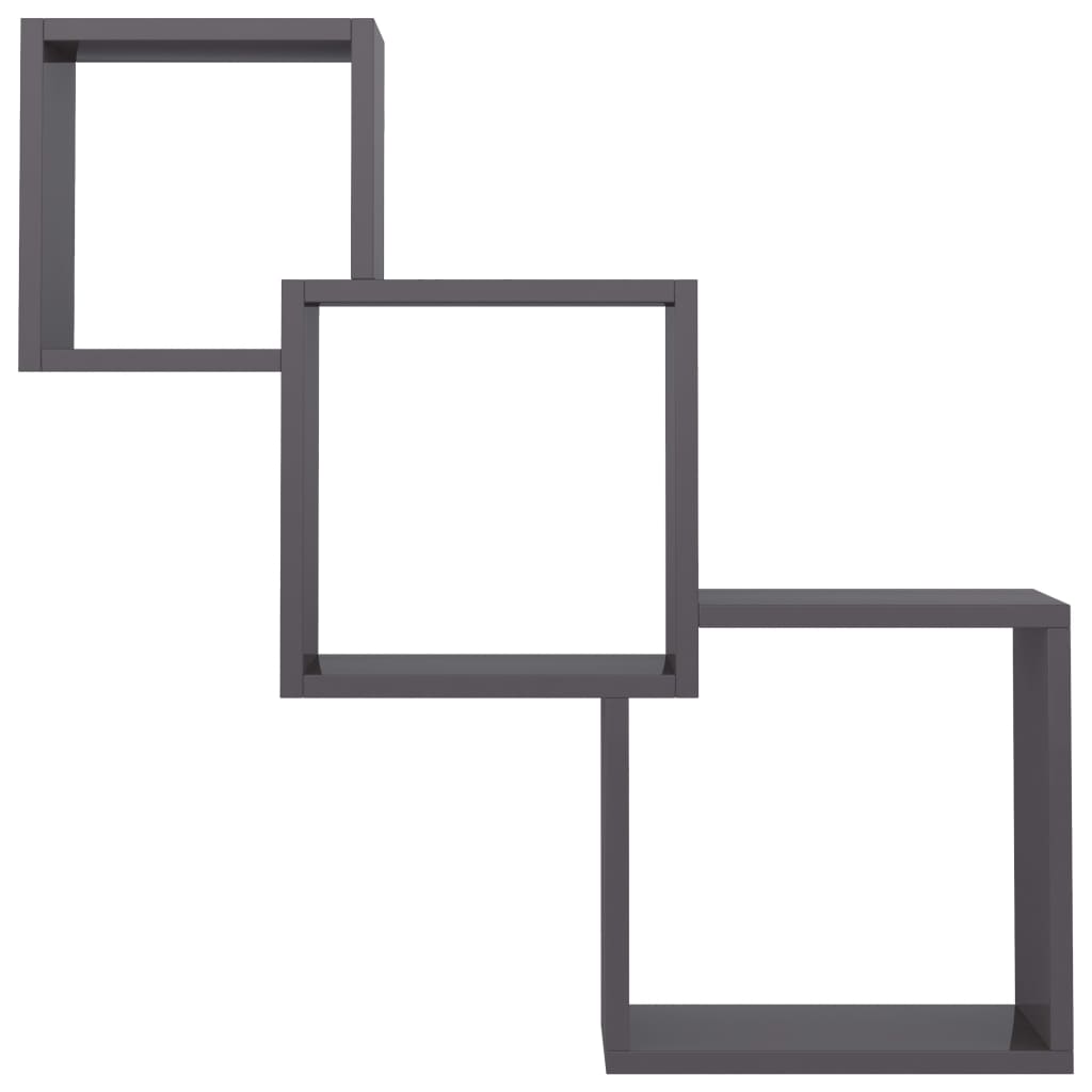 vidaXL Cube Wandregale Hochglanz-Schwarz 68x15x68 cm Holzwerkstoff