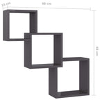 vidaXL Cube Wandregale Hochglanz-Schwarz 68x15x68 cm Holzwerkstoff
