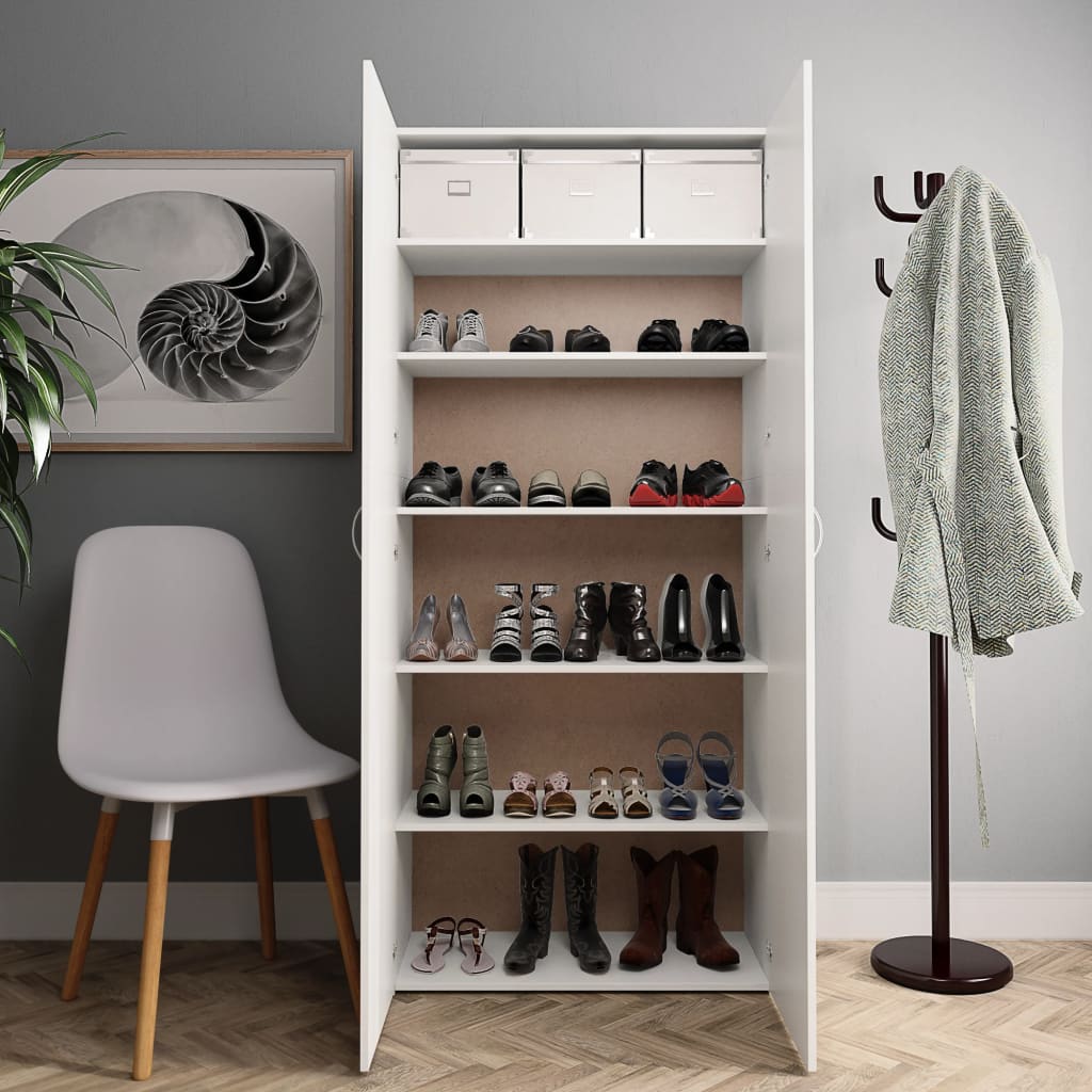 vidaXL Schuhschrank Weiß 80x35,5x180 cm Holzwerkstoff