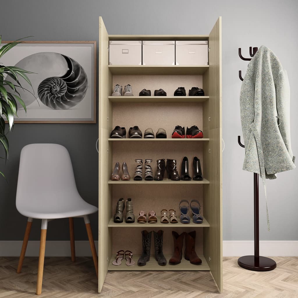 vidaXL Schuhschrank Sonoma-Eiche 80x35,5x180 cm Holzwerkstoff